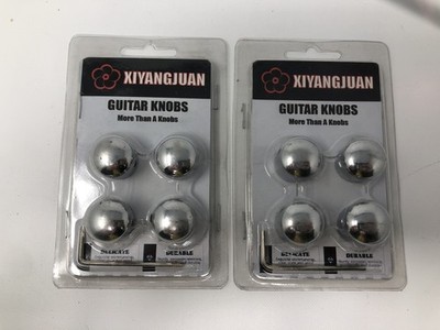 Xiyangjuan Guitar Bass Knobs Chrome Silver 4pc Metal w/ Wrench  2x