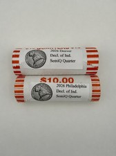 2026 P + D Declaration Of Independence Unc Quarter 2x $10 Rolls - IN HAND