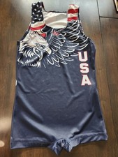 GK USA Dark Blue Eagle Leotard Adult Small Sleveless Unitard Dance Gymnastics