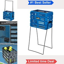 Tennis Ball Hopper 80 Ball Capacity 4 LB Polypropylene Blue Locking Handles