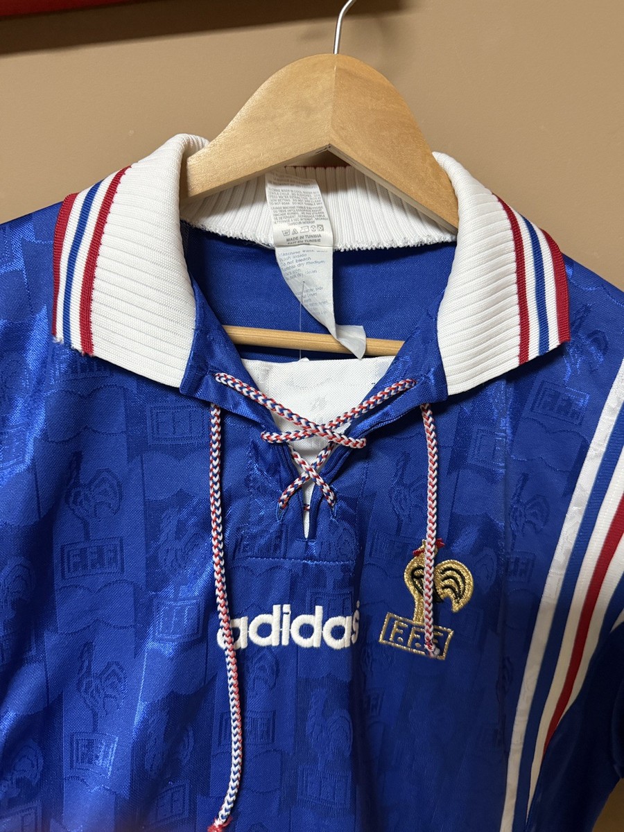 Vintage 1996-98 Adidas France FIFA World Cup Soccer Futbol Jersey