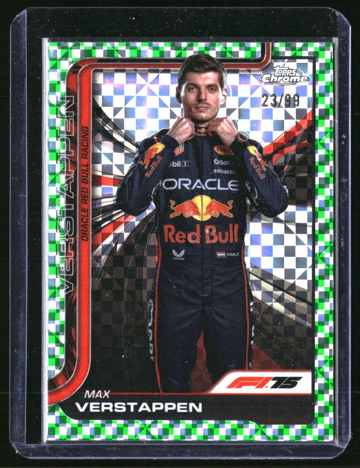 2025 Topps Chrome Formula 1 F1 Max Verstappen Portrait Green Checker 23/99 #1