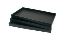 - 3-Pack 1-inch Deep Black Full Size Plastic Stackable Jewelry Display Tray ...