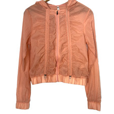 FABLETICS Flyweight Hooded Jacket Full Zip Adjustable Bungee Womens XS Peach