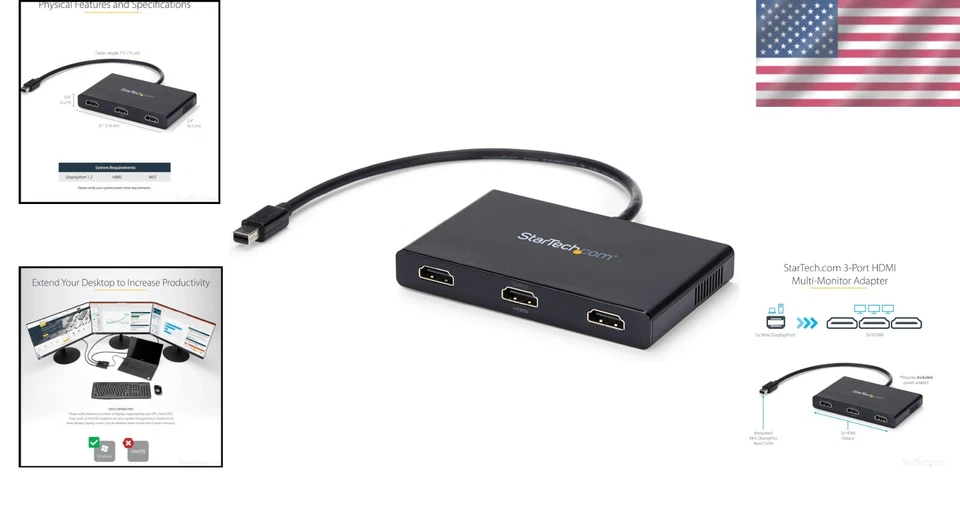 High-Performance Mini DP to 3 HDMI MST Hub - Boost Your Workstation Productivity - Image 2 of 4