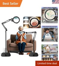 30X 10X Large Floor Magnifying Glass with Light and Stand,72 LED Black