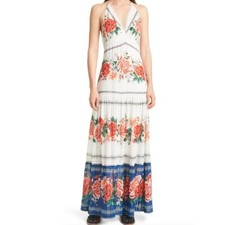Farm Rio Manuela Floral Print Maxi Dress Multicolor Size L