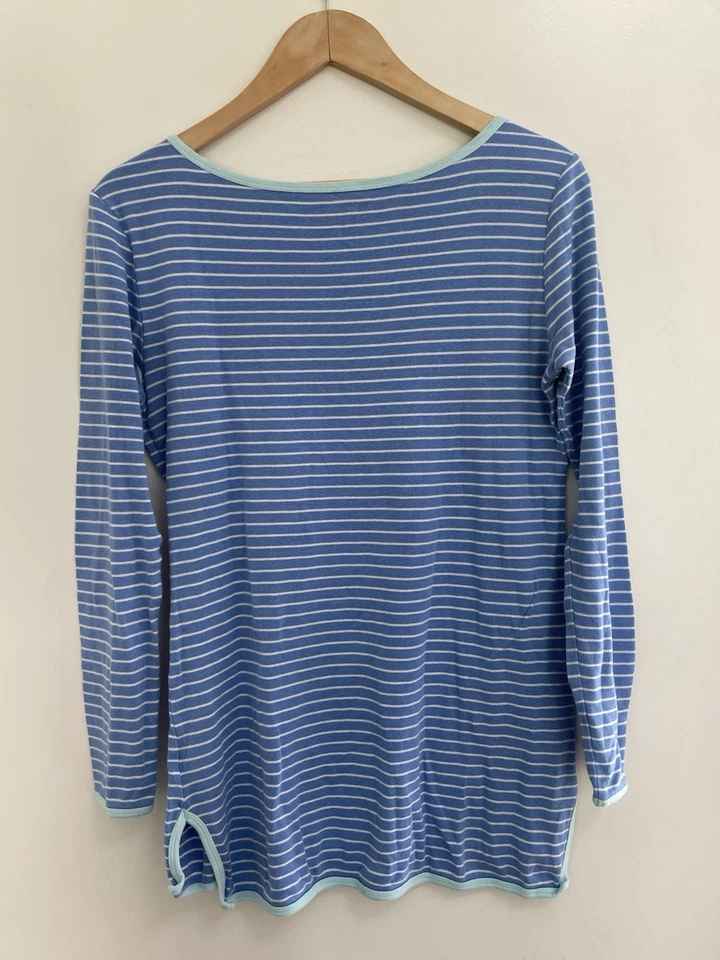 Gap Maternity Womens Striped Supersoft Cotton Blend Long Sleeve Tunic Top Blue L - Image 4 of 4