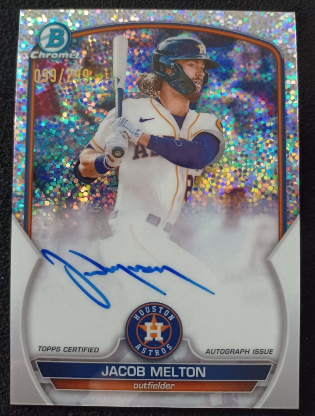 Jacob Melton 2023 Bowman Chrome Speckle Refractor Auto #CPA-JML /299