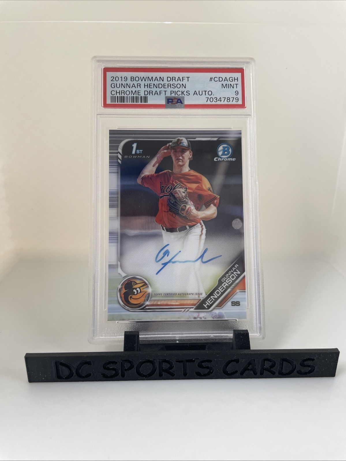 2019 Bowman Draft - Chrome Draft Pick Autographs Gunnar Henderson PSA 9