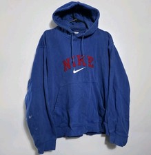 VTG Nike Block Embroidered Swoosh Logo Fleece Hoodie - Large