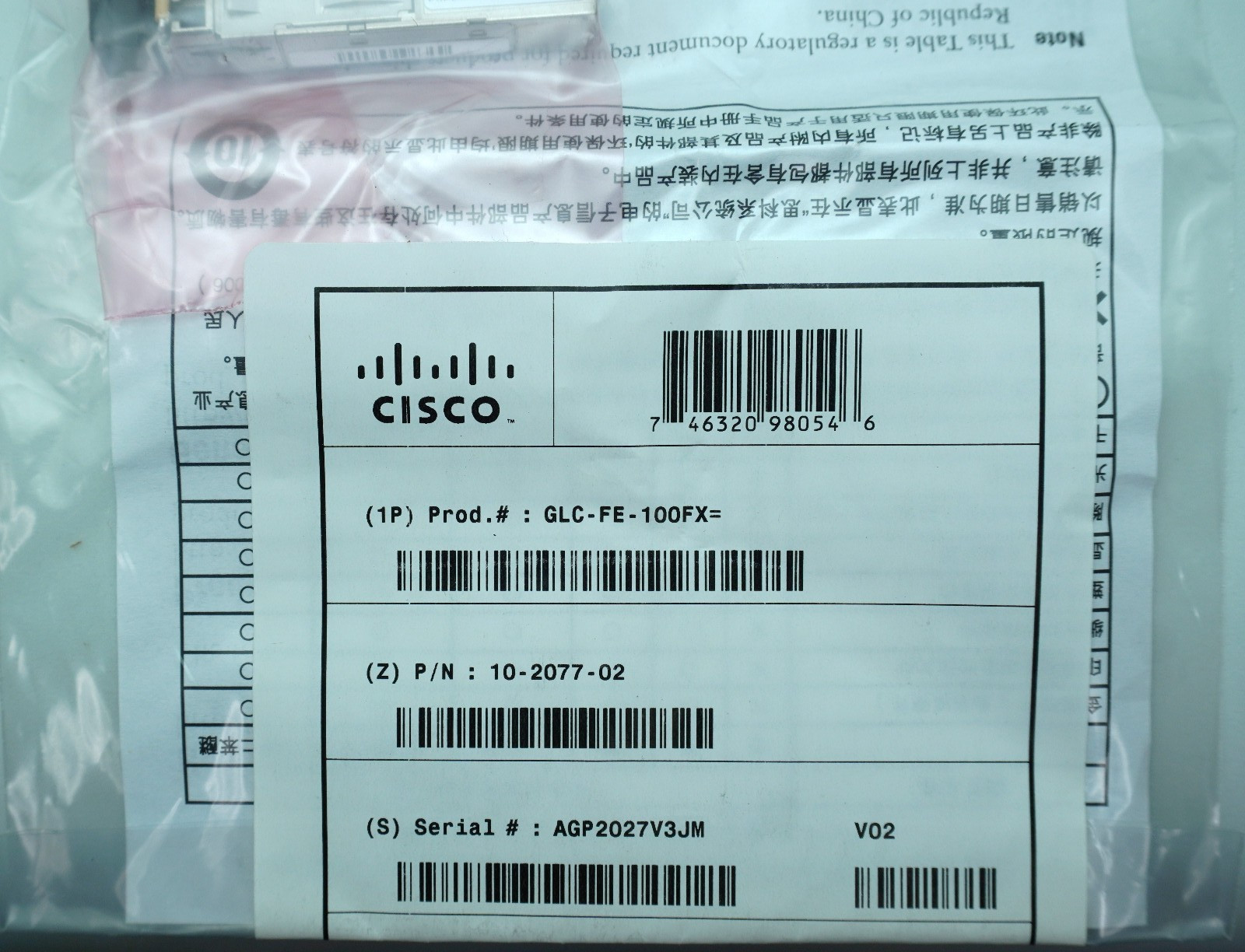 New Cisco GLC-FE-100FX= SFP Transceiver Module 10-2077-02. Available Now for $19.99