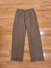 Nautica Boys Pleated Wide Leg Cuffed Khaki Dress Pants Slacks Beige 16 Polyester