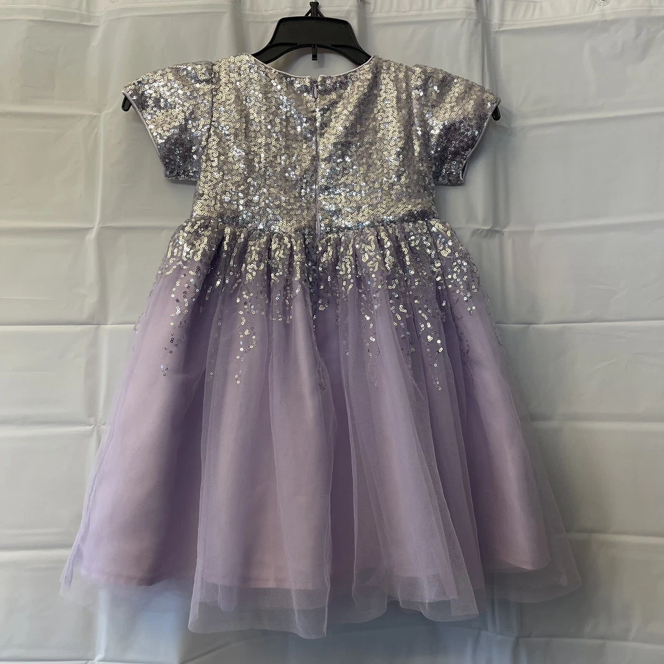Vestido Luna Moon Niñas 3 T Años Lavanda Tul y Lentejuelas Plateadas Ocasión Especial Foto 4 de 4