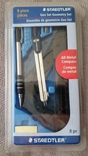 STAEDTLER 8 PIECE GEOMETRY SET with ALL METAL COMPASS - GEO SET