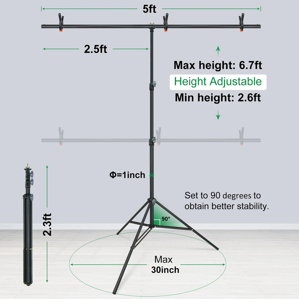 Kit de soporte de telón de fondo en forma de T para foto LINCO - AM207 Foto 2 de 4