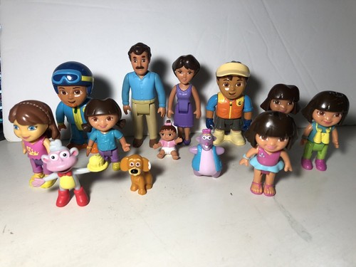 Dora the Explorer & Diego plus Family Lot of 13 Action Figures Mattel Viacom