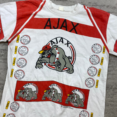 VTG Ajax Amsterdam Shirt Large White Red Soccer AOP All