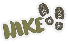 NEW Auto Drive Hike with Bootprints Vinyl Automotive Decal, 3" x 5" 1 Pc