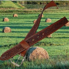 Leather Western Belt Oak, Western Belt, Belt with Oak Hallmarking and Buckle