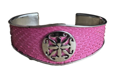 Rustic Cuff Monique Python Pattern Hot Pink & Silver Tone Cuff Bracelet