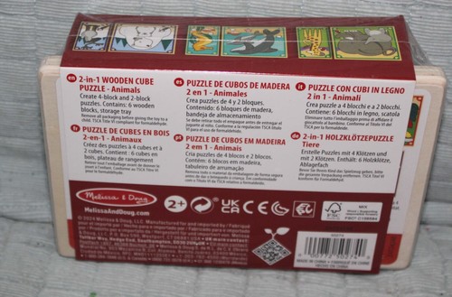 Melissa & Doug Wooden 2 in 1 Wooden Cube Puzzle – Animals # 50274 Fast Ship NEW - Picture 5 of 6