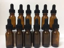 1/2 Oz Amber Glass Bottle with Glass Eye Dropper (15ml) - Pack of 12 New