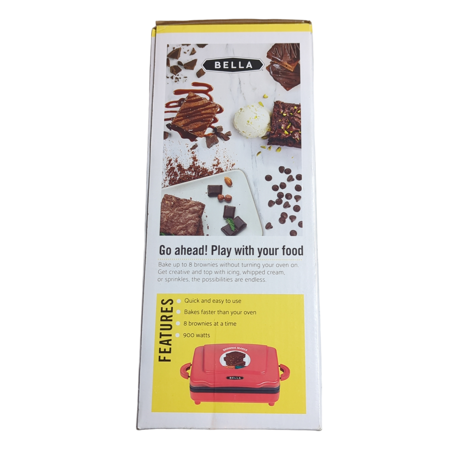 New Bella Electric Brownie Maker Red Non Stick 8 Brownies PFOA & BPA