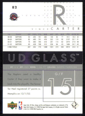 Vince Carter 2002-03 UD Glass #82 Toronto Raptors | eBay