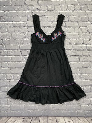 Urban Outfitters Lux Mini Dress Size S Black Floral Embroidered Fairy  Grunge NEW | eBay