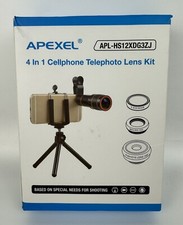 APEXEL 4 in 1 Lens Kit w/ Tripod for Cellphone 15x Macro 0.63 Wide 198 Fisheye