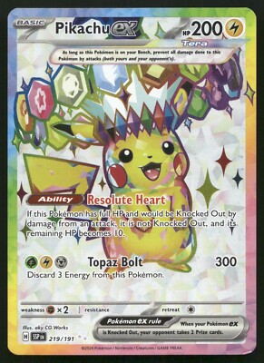 Pikachu ex 219/191 Surging Sparks SSP Secret Rare Holo Full Art