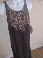 Delta Burke Collection night gown 1X black leopard prints NWT polyester