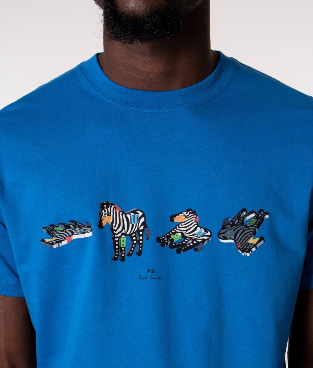 PS Paul Smith L13254 Mens Blue 4 Zebras T-Shirt Size XXL | eBay