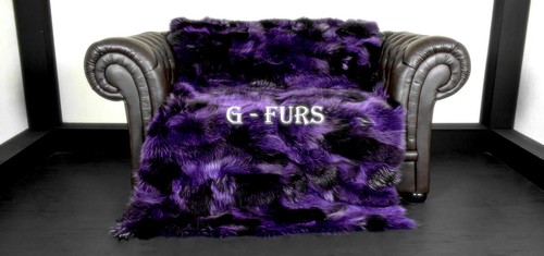 Luxury Real Violet Fox Fur Blanket - Picture 4 of 5