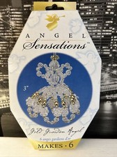 Ornament Sensations Glass Bead Gold Guardian Angels  Kit makes 6 Angels NEW