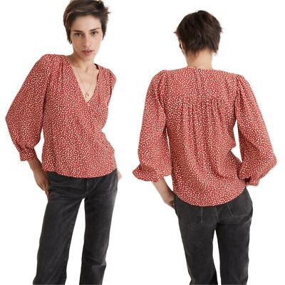 NWT Madewell Kinston Whimsical Side-Button Wrap Top in Park Picnic Size XXL 