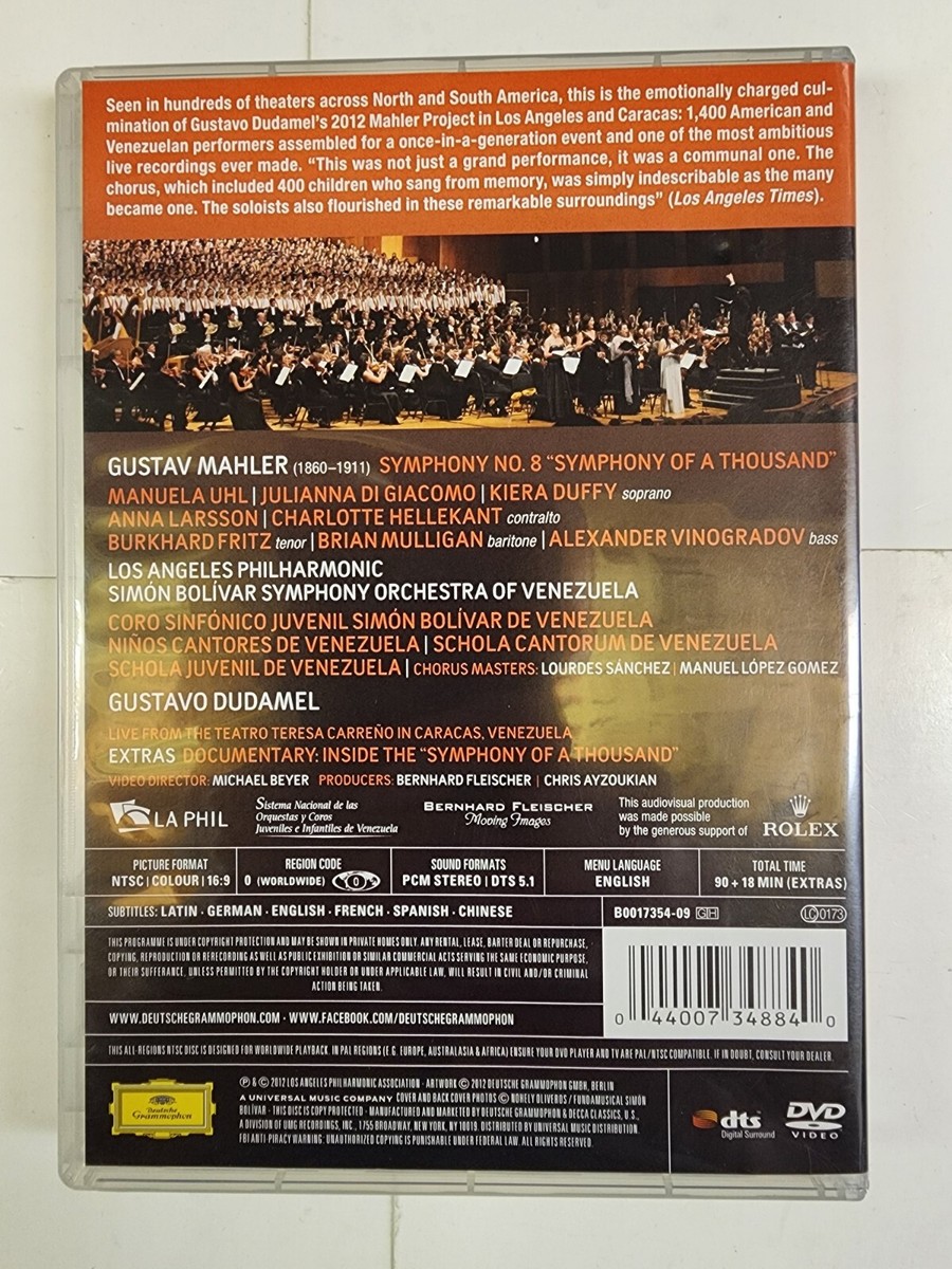 Gustav Mahler: Symphony No. 8 by Gustavo Dudamel (DVD, 2012) FREE