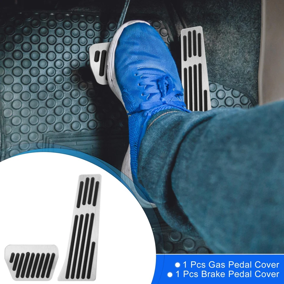 Cubierta de pedal de freno de gas 2 piezas pedales antideslizantes para BMW Serie 1 2 3 4 tono plateado Foto 2 de 4