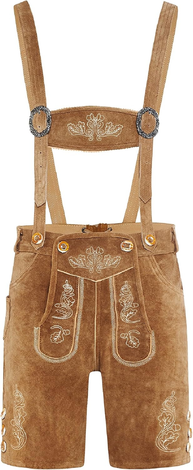 Pantalones De Piel Cortos Para Hombre Con Tirantes, Color Marrón Oscuro, Talla 4