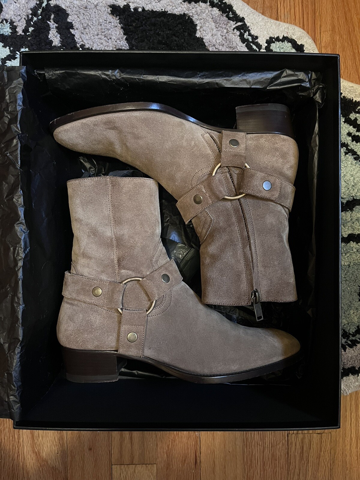 Stivali Saint Laurent Wyatt Harness Nebbia Scamosciato 39