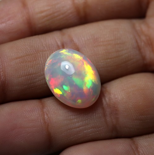 6.5 Cts 15.3x12.1 MM Vero AAA Rosso Giallo Verde Fuoco Etiope Opale Ovale - Zdjęcie 2 z 10