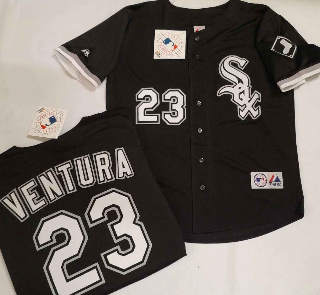 1805 Mens Majestic Chicago White Sox ROBIN VENTURA Baseball Jersey BLACK New