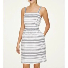 NWT LOFT Outlet | Grey & White Striped Cotton Blend Dress Size Large