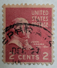 United States Postage Stamp ~ John Quincy Adams ~ 2₵ Red ~ Posted ~ c.1938 - 06