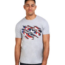 Image of Official Marvel Mens Captain America Shield Torn Logo T-shirt Grey S - XXL