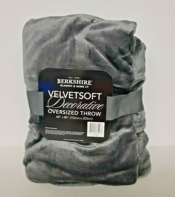 VelvetSoft Decorative Oversized 60" x 80" Dark Grey Throw by Berkshire