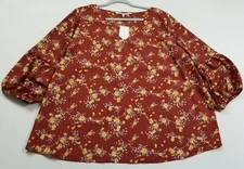 NEW Collective Concepts Top Womens 2X Plus Floral ¾ Sleeves Spring Summer Blouse