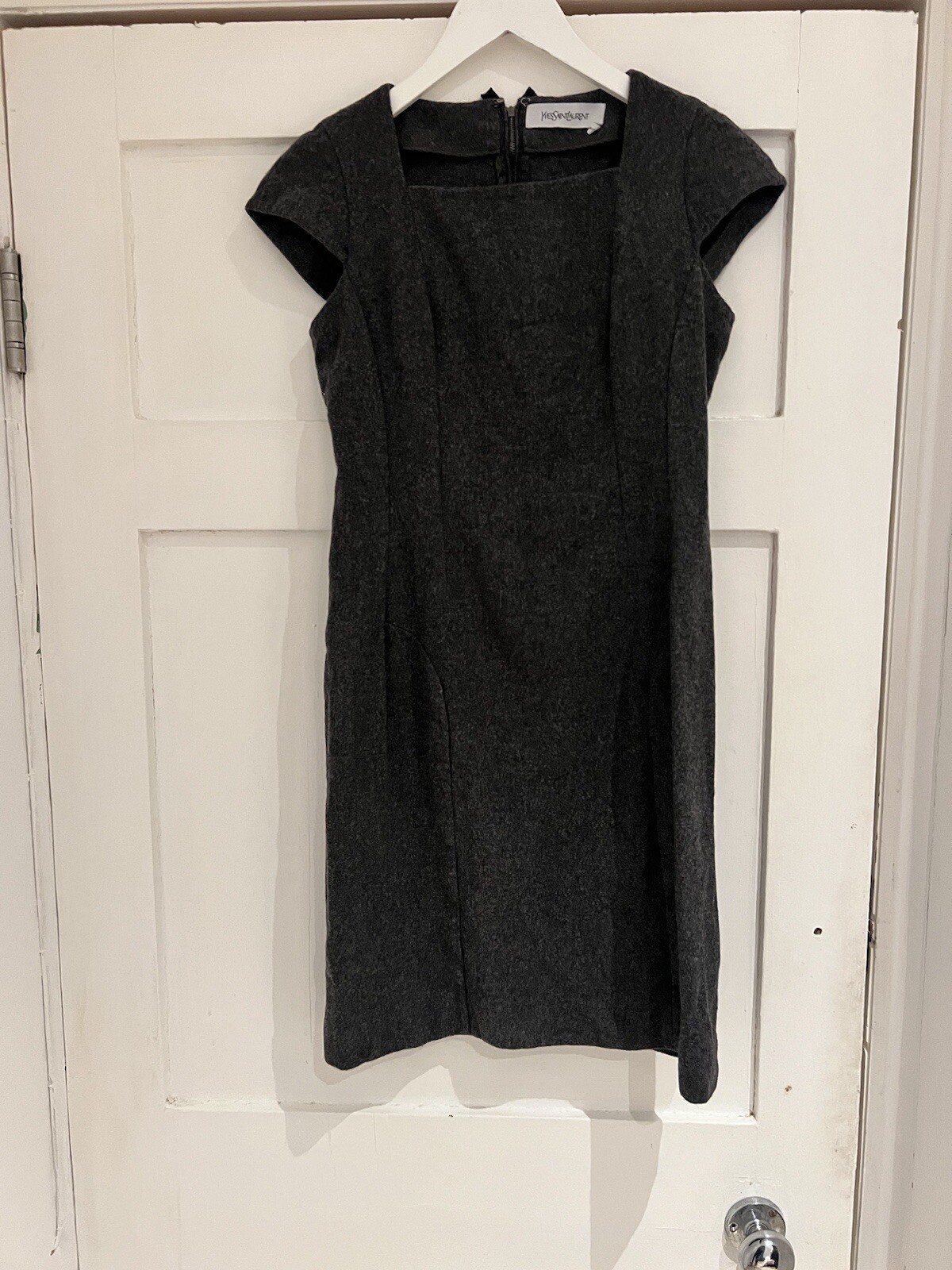 Abito vintage Yves Saint Laurent grigio lana taglia 38 UK6