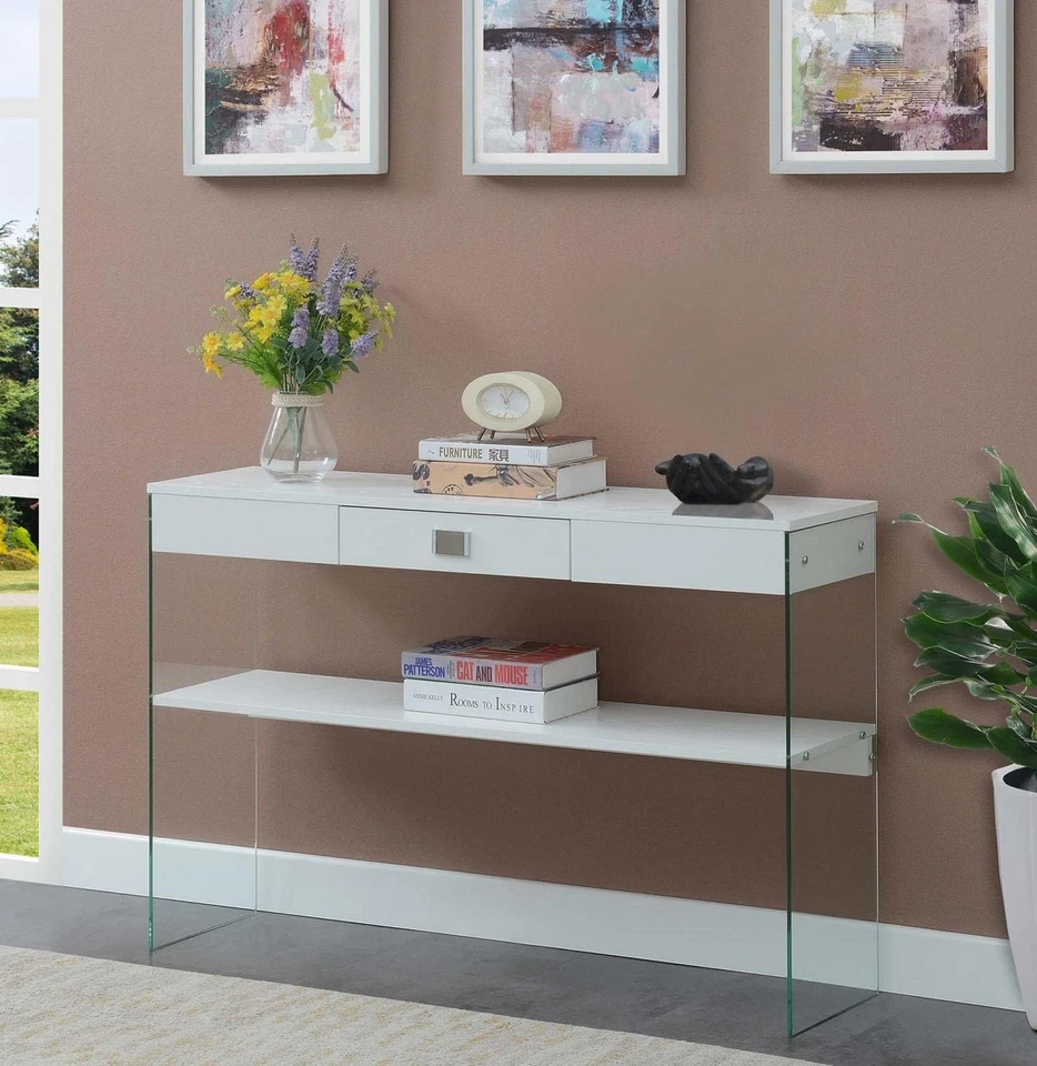 Mesa consola Soho 1 cajón, blanca Foto 2 de 4